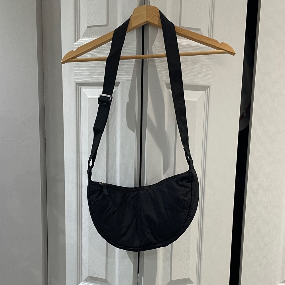 Nylon Crescent Black Bag